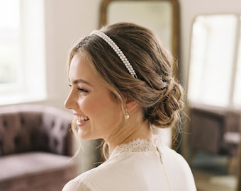 Braut Haarreif Perlen Handgefertigt Feine Perlen Haarschmuck