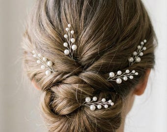 Braut Haarnadeln mit Perlenzweigen - Set aus 5, Gold & Silber