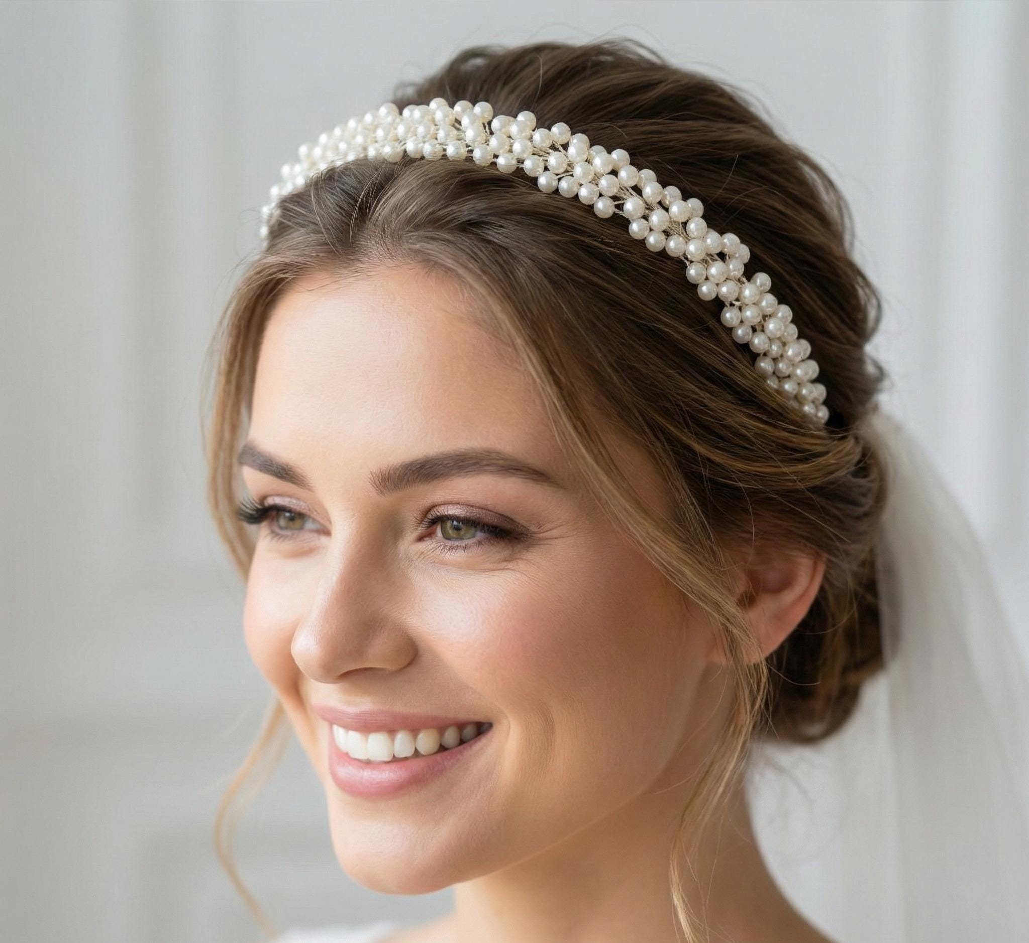 Fascia per capelli da sposa con perline fiore Prom cristallo diadema da