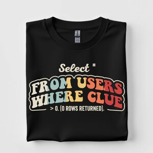 Select From Users Where Clue Shirt - Funny Data Analyst SQL Tee