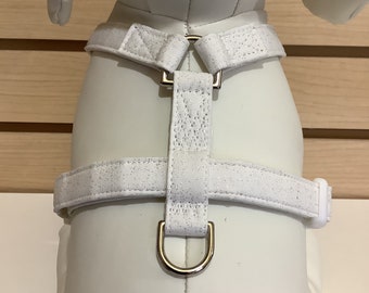 Naked Dog Harness- The White Glitter Dog Harness- Adjustable Harness- Dog Harness- Wedding Harness