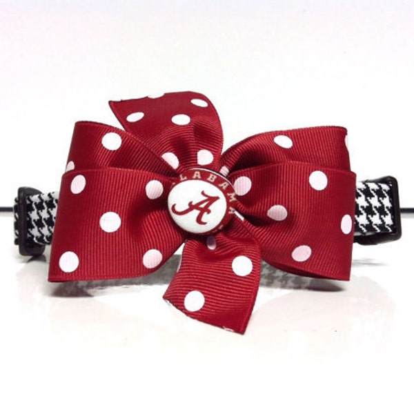 Cat or Dog Collar- The Alabama Inspired- Adjustable Collar with Removable Bow