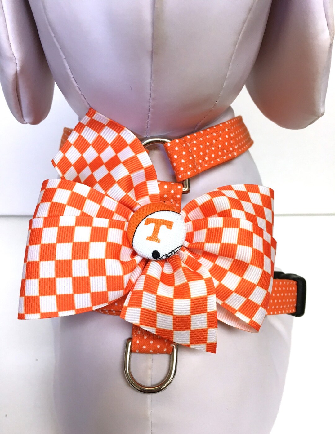 Dog Harness A Tennessee Inpired Adjustable Dog Harness Orange and White
