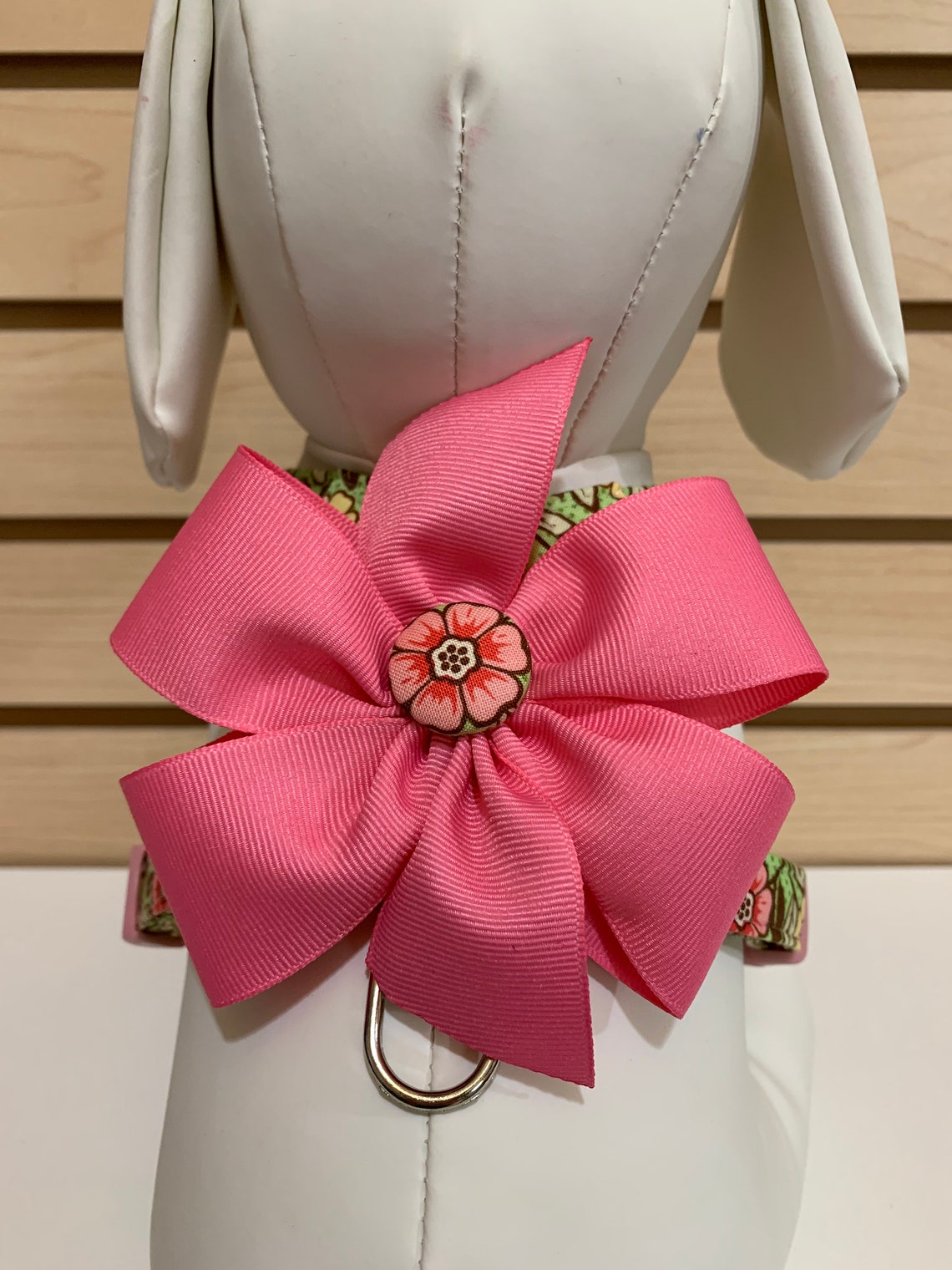 Dog Harness The Mint and Floral Harness with Removable Bow or Etsy