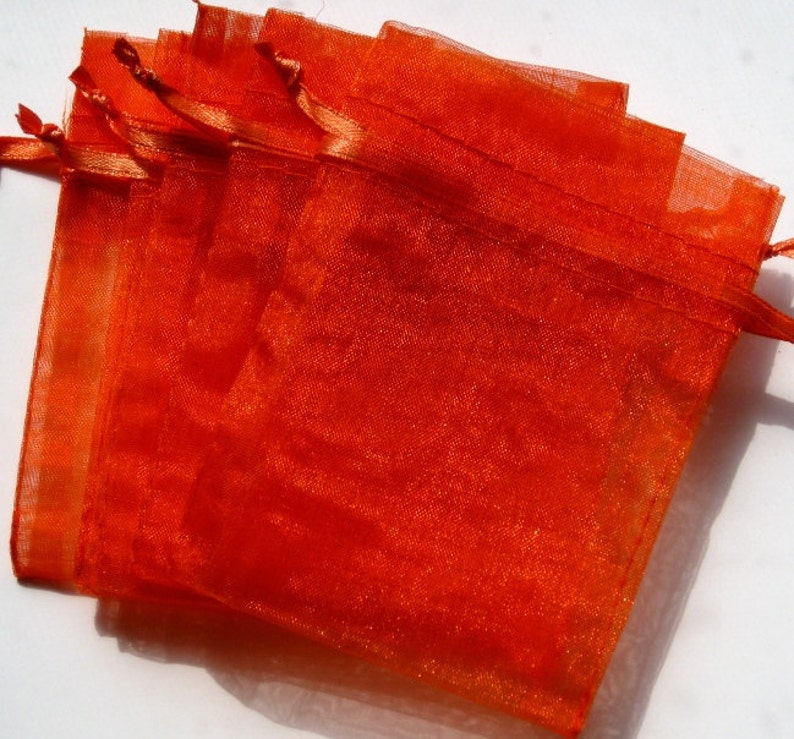3x4 Set of 10 Orange Organza Bags