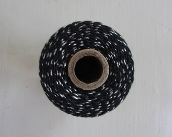 50 Yards of BLACK DIAMOND  DIVA Divine - Black and Metallic Silver Bakers Twine