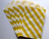 Set of 20 Yellow and White Diagonal Striped Bitty Bags (2.75" x 4")