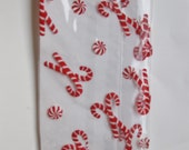 SALE - 25 Printed CHRISTMAS MINT Theme Cello Bags (4" x 2" x 9")