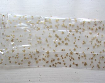 10 Printed GOLD STARS Cello Bags (6" x 3-1/4" x 13-1/2")