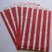 SALE - Set of 20 Red and White Vertical Stripe Design Middy Bitty Bags (5" x 7.5")