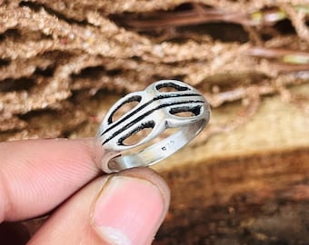 Geometric Silver Ring Men, Minimal Band Ring, 925 Sterling Silver Jewelry, Gift for Him, Statement Silver Ring