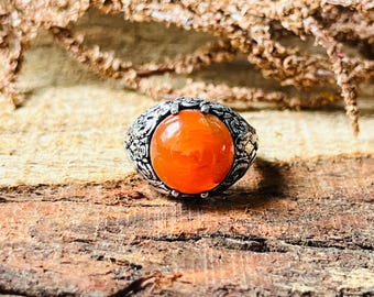 Carnelian Silver Ring | Tribal Silver Jewelry | Oxidized silver ring