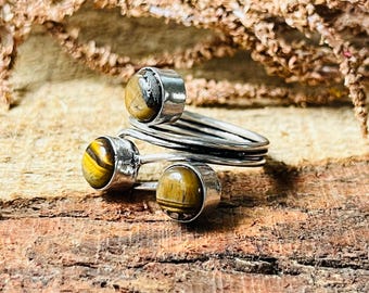 Tigerauge Ring | 925 Sterling Silber Ring |Handgefertigter Ring | Ethnische Silber Ring