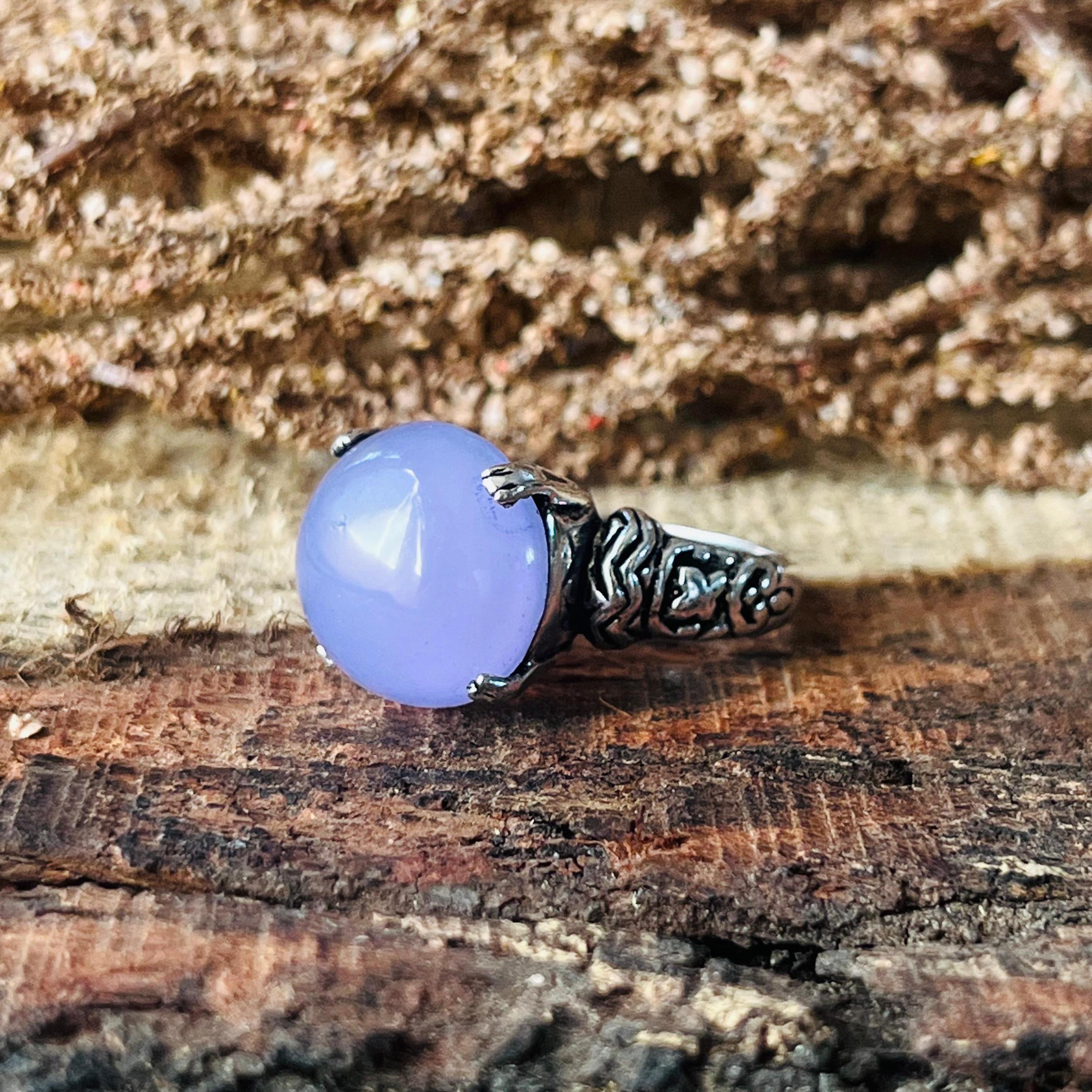 18ct Gold Blue Chalcedony Ring, Cushion Ring, 925 Sterling  Blue Chalcedony 14K (18K Custom) Cushion Ring main image 1