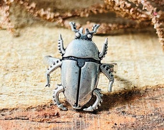 Beetle silver Ring | Silver Stag Beetle Ring | Egyptian Scarab Ring