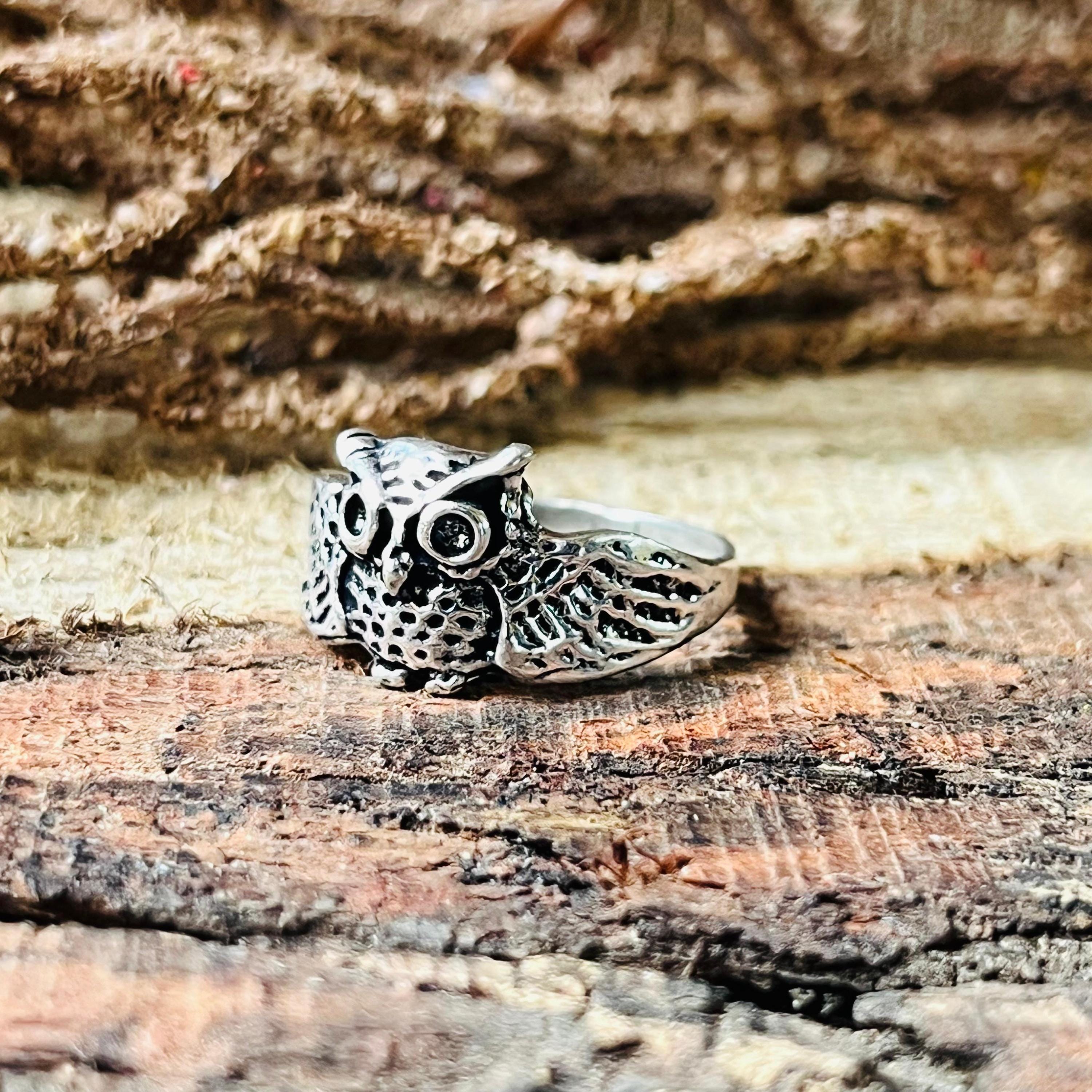 Handmade Owl Ring | Gothic Owl Ring | Bohemian Men Ring | Owl Mens Ring