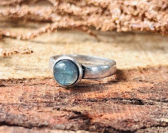 Labradorit Silberring | Sterling Silber Edelstein Band | Minimalistischer Ring, zierlicher Ring