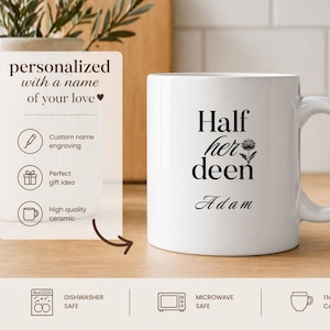 Personalized Muslim Couple Mug – Half Her Deen / Half His Deen Gift