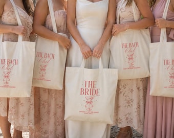 Bolso de mano para novias de The Bach Club / Bolso para despedida de soltera / Regalo para el grupo de la novia / Bolso de fin de semana para damas de honor / Lindo bolso rosa para novias