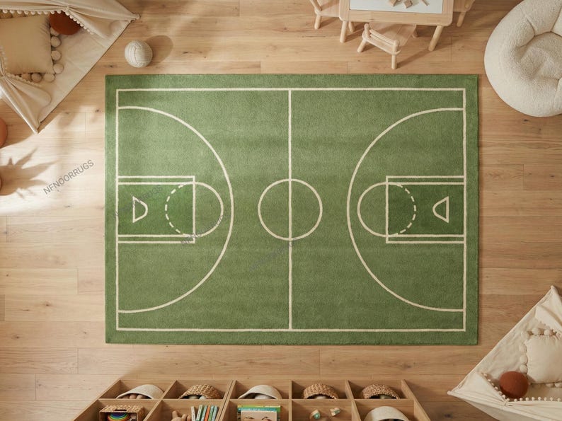 Hand-tufted Basketball Court Rug – Sports Playroom Carpet - Etsy