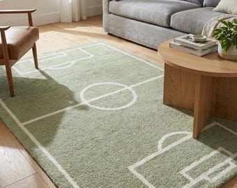 Handgetufteter Wollteppich, Wollteppich, Kinderteppich, Spielzimmer