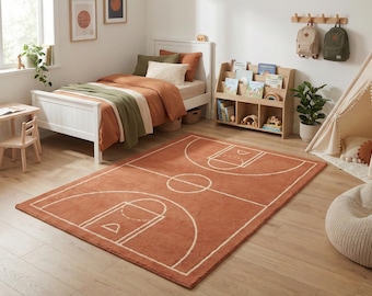 Handgetufteter Basketballplatzteppich - Sportspielzimmerteppich