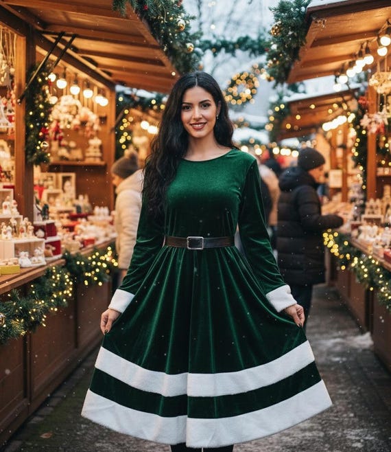 Women's Velvet Santa Dress - Green Mrs Claus Costume for Christmas - Etsy  Israel
