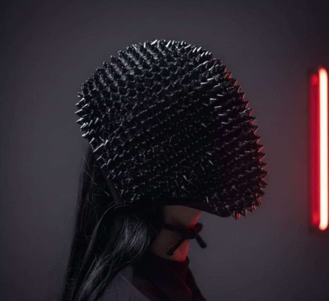 Black Studded Full Face Mask - Rave Outfit, Burning Man, Futuristic ...