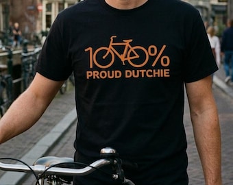 Holländsk cykel-T-shirt, 100 % stolt holländsk t-shirt, holländsk pappa-present, cykelfan-topp, nederländsk pojkvän-partner-tröja, fira dina rötter
