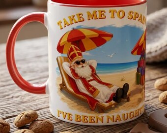 Holländsk Sinterklaasmugg, stygg kaffemugg, tekopp Sankt Nikolaus, 5 december hemlig jultomte, holländsk partner julklapp Amsterdam souvenir