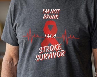 Stroke Recovery T-shirt, "Inte berusad, strokeöverlevare", Stoke Warrior-tröja, present till pappa efter hjärninfarkt, TIA-hjärnskada för make
