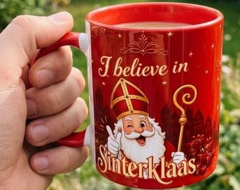 Holländsk Sinterklaasmugg, St Nicolas kaffemugg, Pakjesavond Tea Cup, Secret Santa Gift, Holland Partner Julklapp Amsterdam Souvenir
