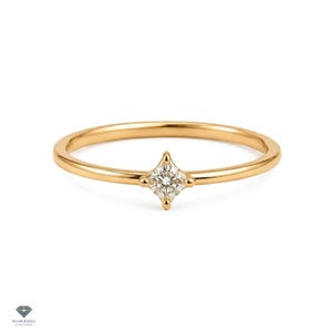 Solitaire Diamond Ring | Lab Grown and moissanite Engagement Ring | Minimalist Gold Ring | sterling silver Stacking Ring for Women-255