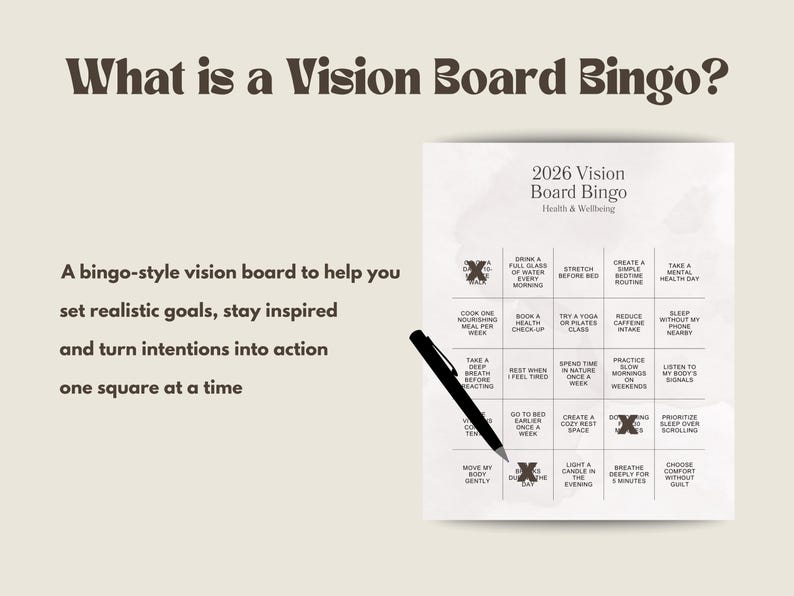 2026 Vision Board Bingo Printable | Goal Setting Game | Manifestation ...