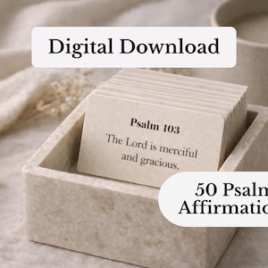 50 DIY Affirmation Cards Printable | Psalm 23 & Psalm 91 Affirmation | Psalms Digital Download | Psalm Aesthetic Jar Cards | Psalm Jar