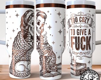 Cozy Skeleton Cusswords Tumbler Wrap SVG, Swearing Skeleton Laser Engraving File 40oz