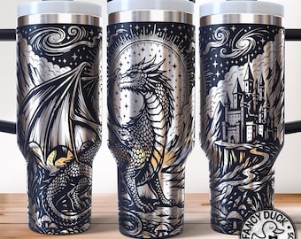 Dragon Lover Fantasy Books Tumbler Wrap SVG, Laser Engraving File 40oz