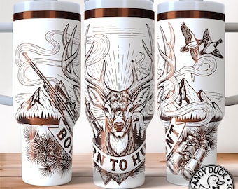 Arquivo SVG para gravação a laser de copo térmico com tema de caça ao veado, ideal para presente de caçador ou entusiasta de atividades ao ar livre, 1,2 litro (40 oz).