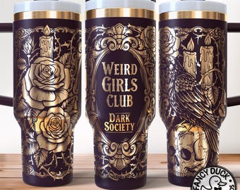 Dark Academia Girls Tumbler Wrap SVG, Gothic Garden Laser Engraving File 40oz