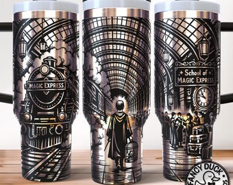 Wizard School Magic Tumbler Wrap SVG, Fantasy Books Lover Laser Engraving File 40oz