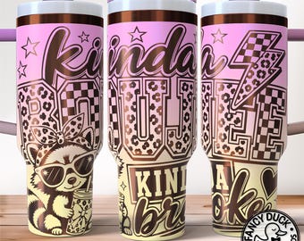 Kinda Boujee Kinda Broke Tumbler Wrap SVG, Leopard Coquette Snarky Laser Engraving File 40oz