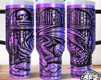 Dragon Booktok Tumbler Wrap SVG, Dark Academia Laser Engraving File 40oz