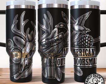 Arquivo SVG para gravação a laser de copo térmico "American Outdoorsman", ideal para presente de caçador, 1,18 litro (40 oz).