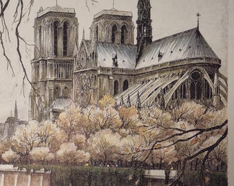 Set of 3 Vintage Framed Parisian Prints by Spanish Painter and