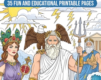 Greek Mythology Coloring Book for Kids | 35 Printable Pages