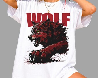 Wolf Shirt, Gothic Wolf Graphic Tee, Vintage Wolf Face Sweatshirt & Hoodie, Wolf Tank Top, Animal Lover T-Shirt, Gift for Adults and Kids