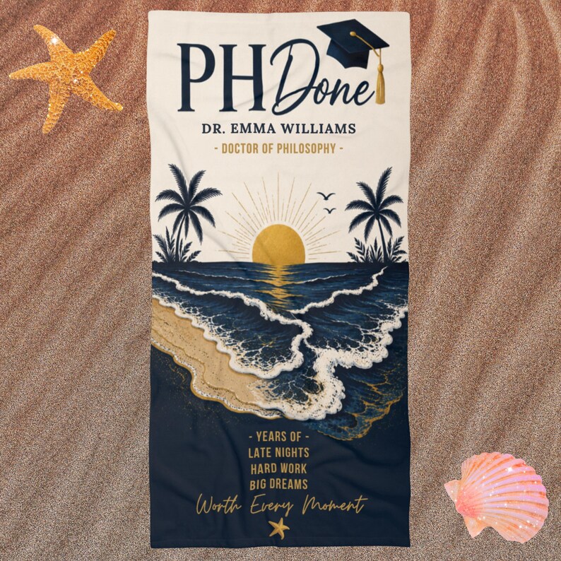Personalized Phd Graduation Beach Towel, Custom Doctor of Philosophy ...