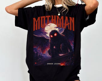 Mothman Shirt, Mothman Sweatshirt & Hoodie, Vintage Cryptid Graphic Tee, Dark Aesthetic Horror Shirt, Mothman Gift, Gothic Halloween Merch