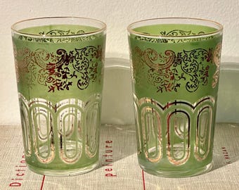 Vintage Marokkaanse theeglazen, set van 2, handgeschilderd