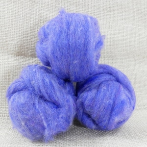 Needle felting wool batting in Chicory, wool batting, felting supplies, fleece wool batting in light blue, blue wool felt, wet felting wool